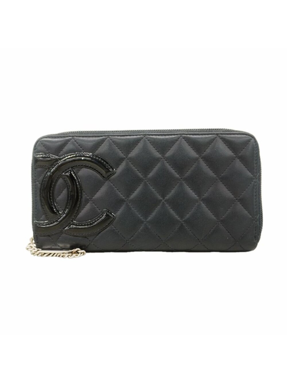 Chanel Wallet Cambon Lambskin Black Silver